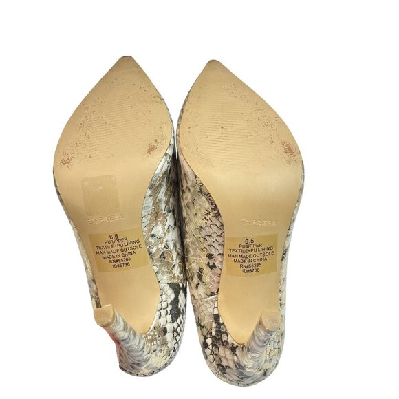 Snake Print Pointed Toe Mule Heels Womens Size 6.5 Slip-On Shoes By Express - Picture 5 of 12